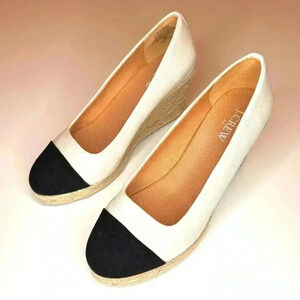J Crew Women’s Cap-toe canvas espadrille wedges Size- 7